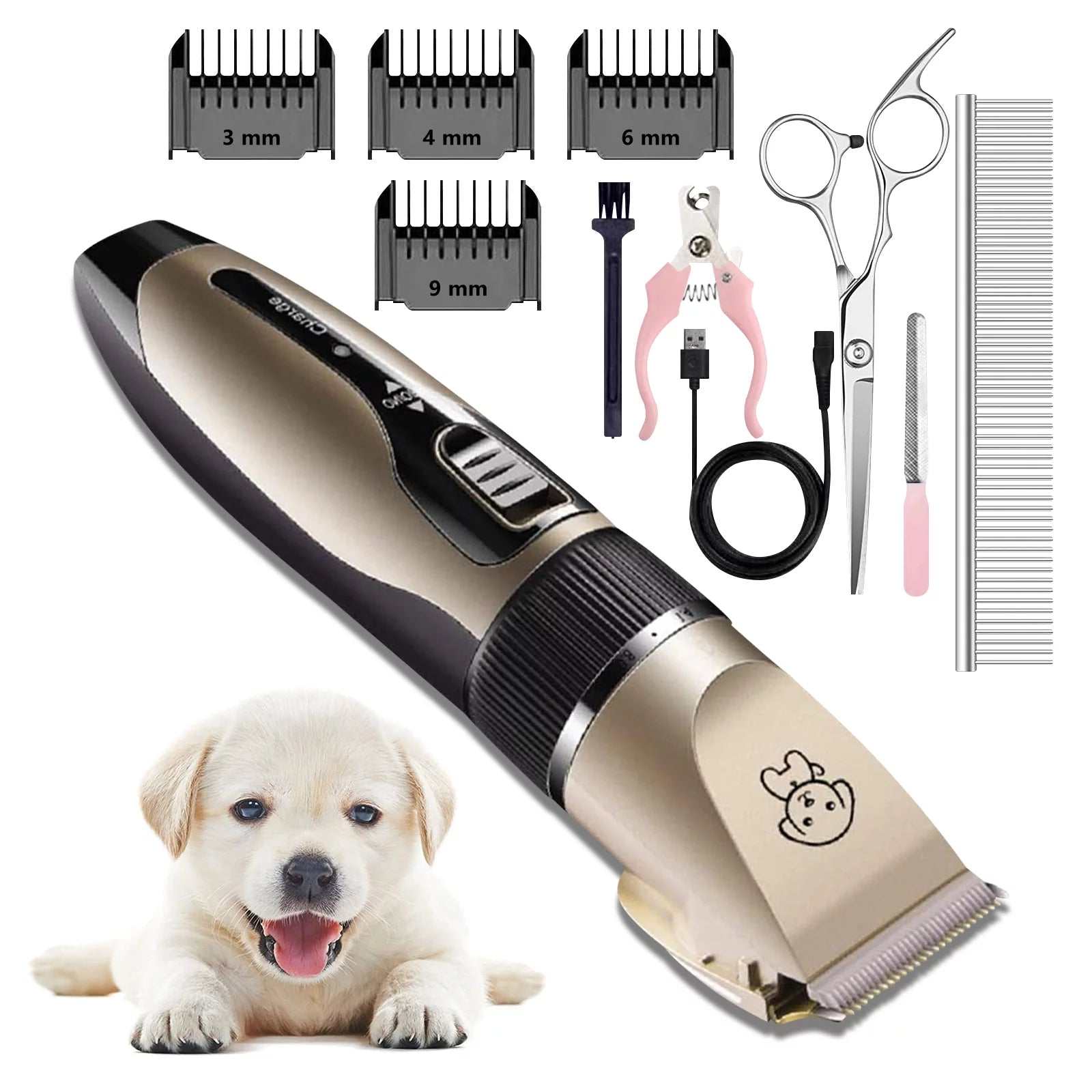 Rechargeable Dog Clippers, Low Noise Pet Shaver Dog Grooming Kit Cordless Professional Dog Hair Trimmer with Comb Scissors for Dogs Cats & Others MJ's Pet Closet