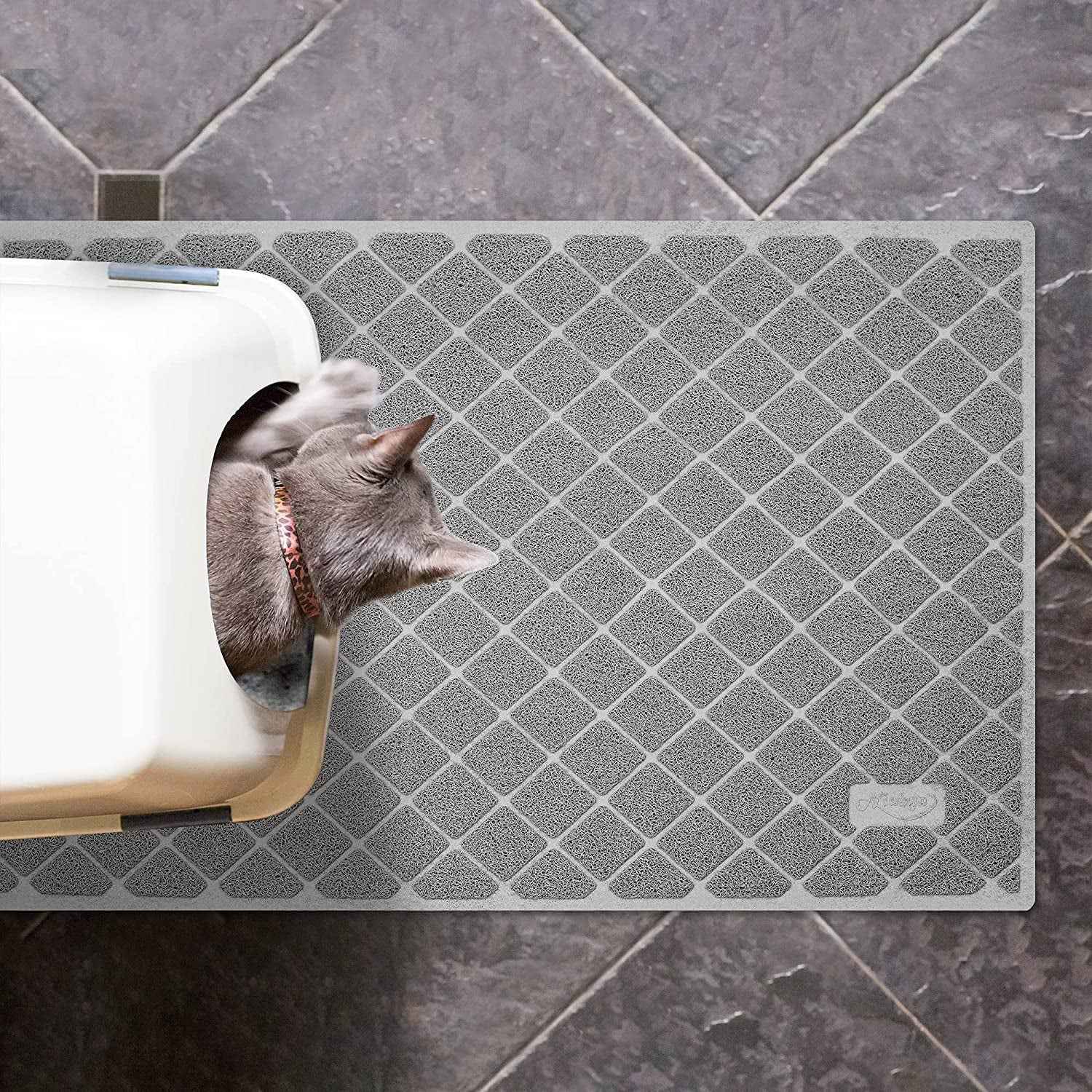 Premium Cat Litter Mat, Litter Box Mat with Non-Slip and Waterproof Backin