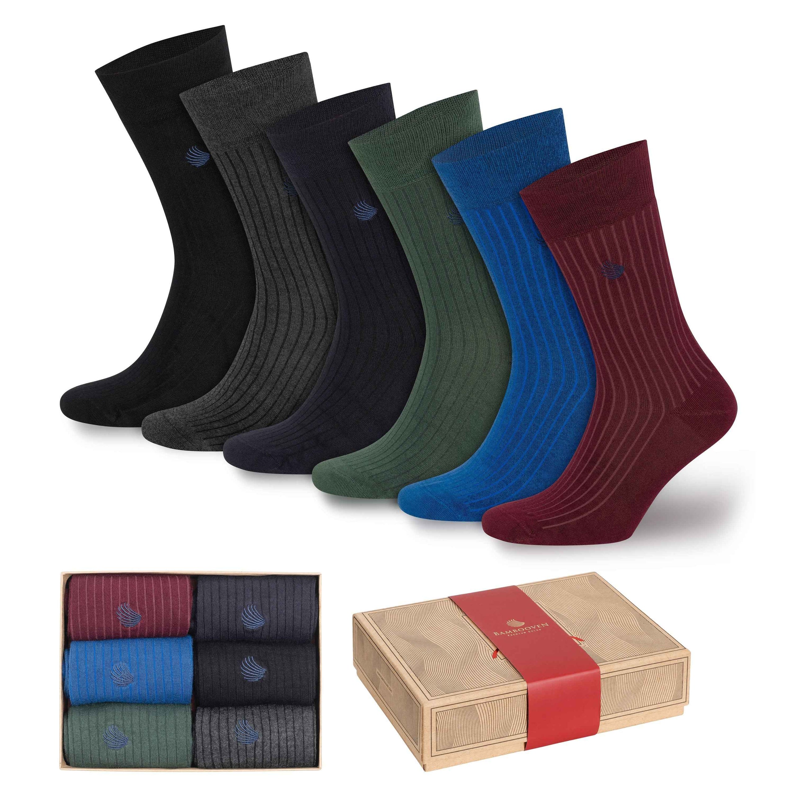 Men's Bamboo Dress Socks 6-Pack - Eco-Friendly Comfort for Every Occasion