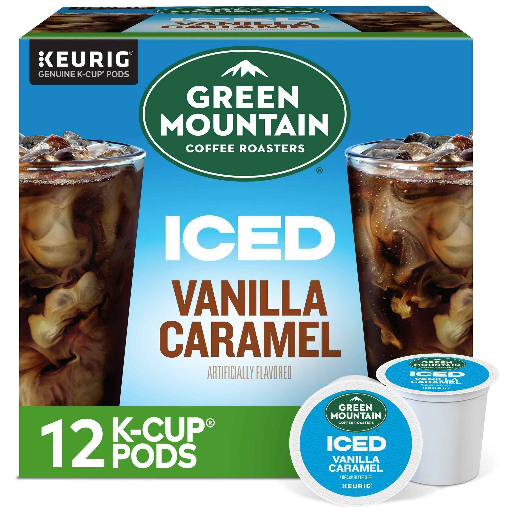 Green Mountain Coffee Roasters Iced Vanilla Caramel Coffee Pods, 12 Count