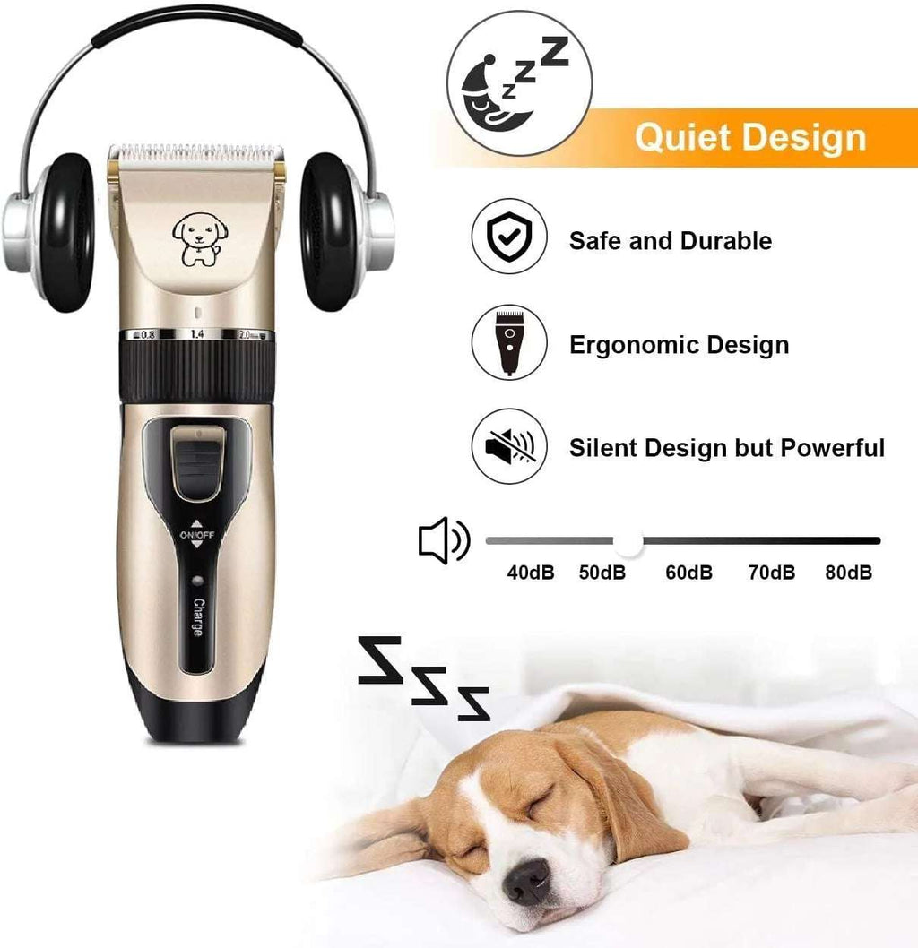Rechargeable Dog Clippers, Low Noise Pet Shaver Dog Grooming Kit Cordless Professional Dog Hair Trimmer with Comb Scissors for Dogs Cats & Others MJ's Pet Closet