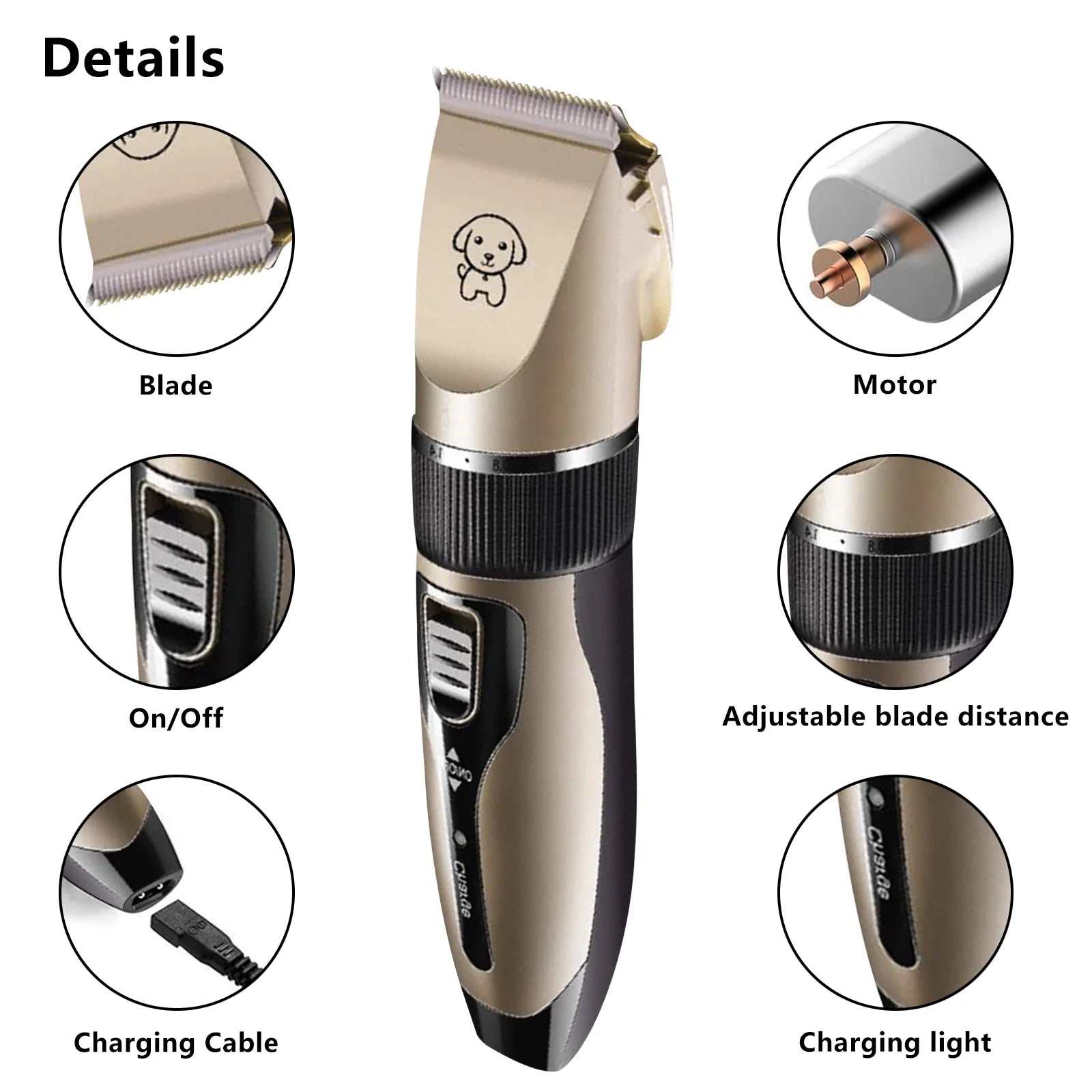 Rechargeable Dog Clippers, Low Noise Pet Shaver Dog Grooming Kit Cordless Professional Dog Hair Trimmer with Comb Scissors for Dogs Cats & Others MJ's Pet Closet