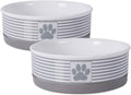 Paw & Patch Ceramic Pet Collection, Medium Set, 6X2", Gray, 2 Piece