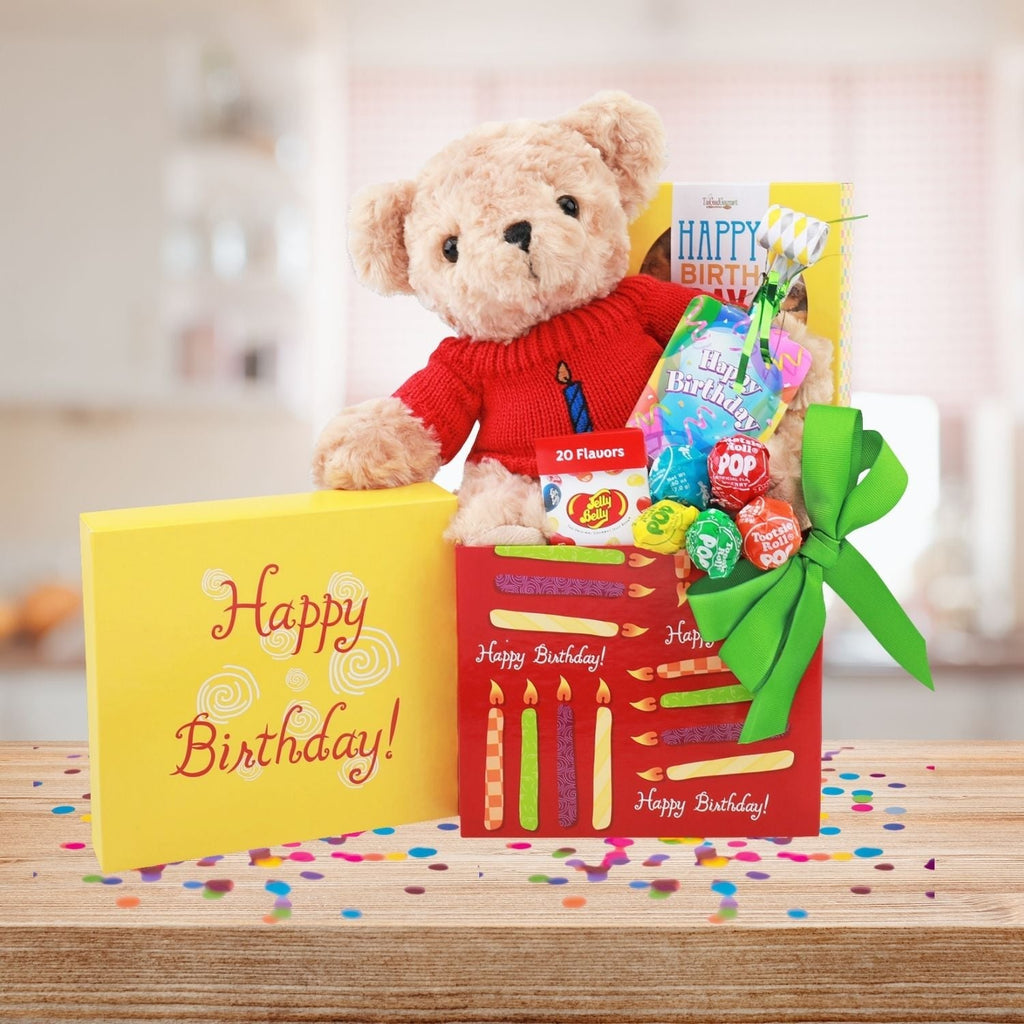 Happy Birthday Bear Gift Box for Memorable Celebrations Alder Creek Gift Baskets
