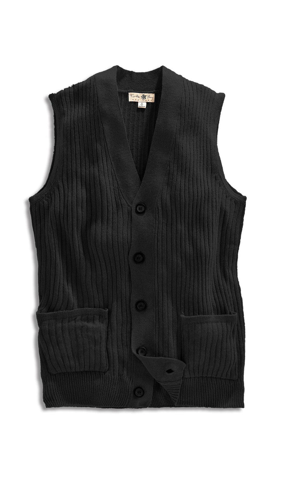 Men's Relaxed Fit Rib Knit Sweater Vest - Button Front with Pockets TURTLE BAY APPAREL
