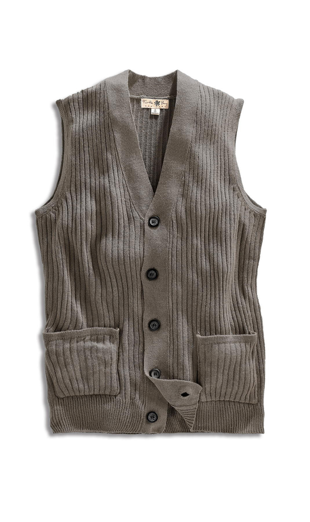 Men's Relaxed Fit Rib Knit Sweater Vest - Button Front with Pockets TURTLE BAY APPAREL
