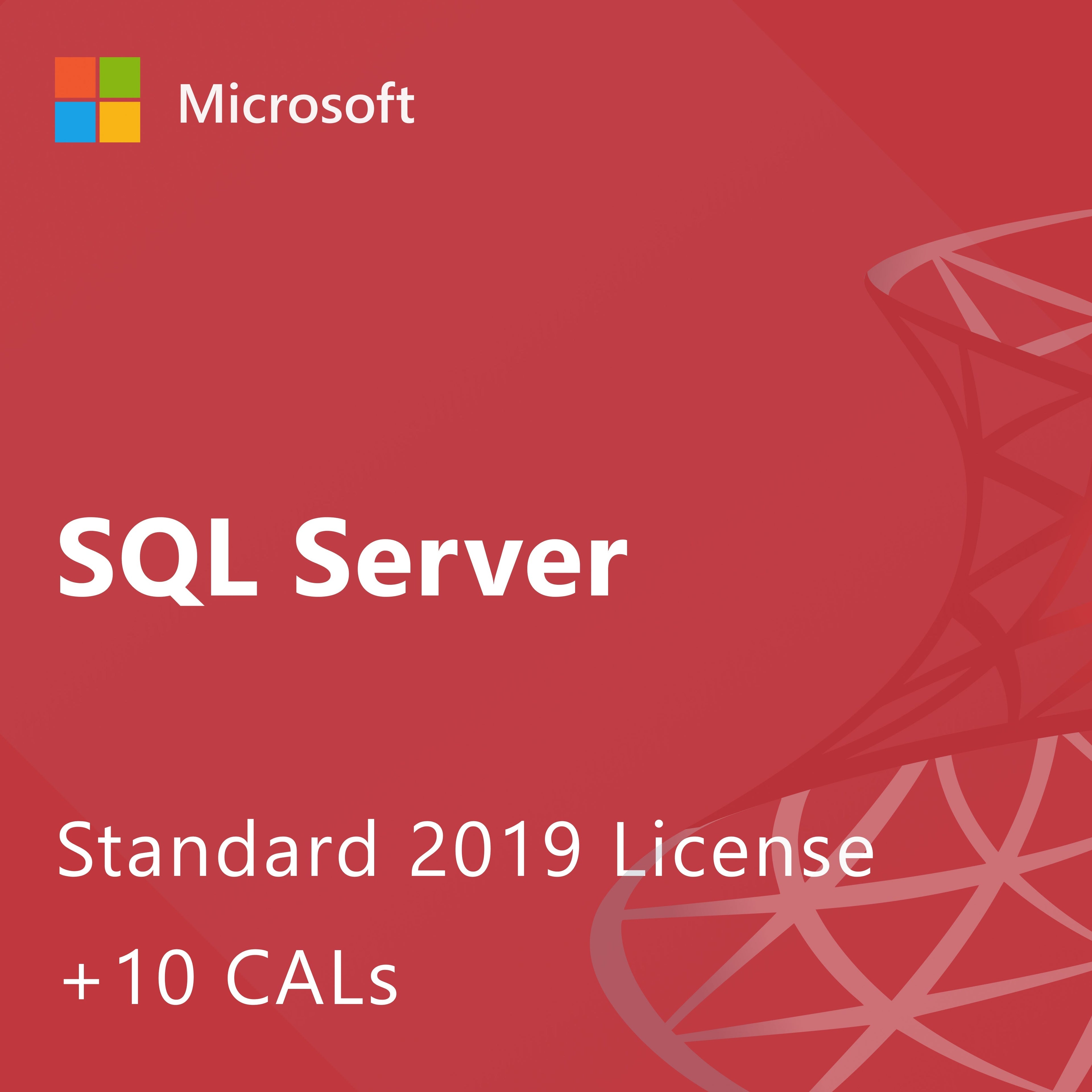 Microsoft SQL Server 2019 Standard - License + 10 CALs Helpful Downloads