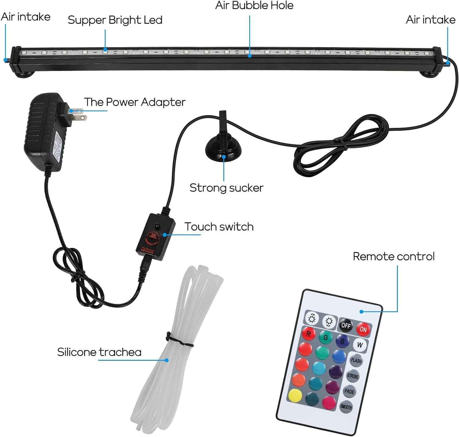 Fish Tank Light with Air Bubble Hole