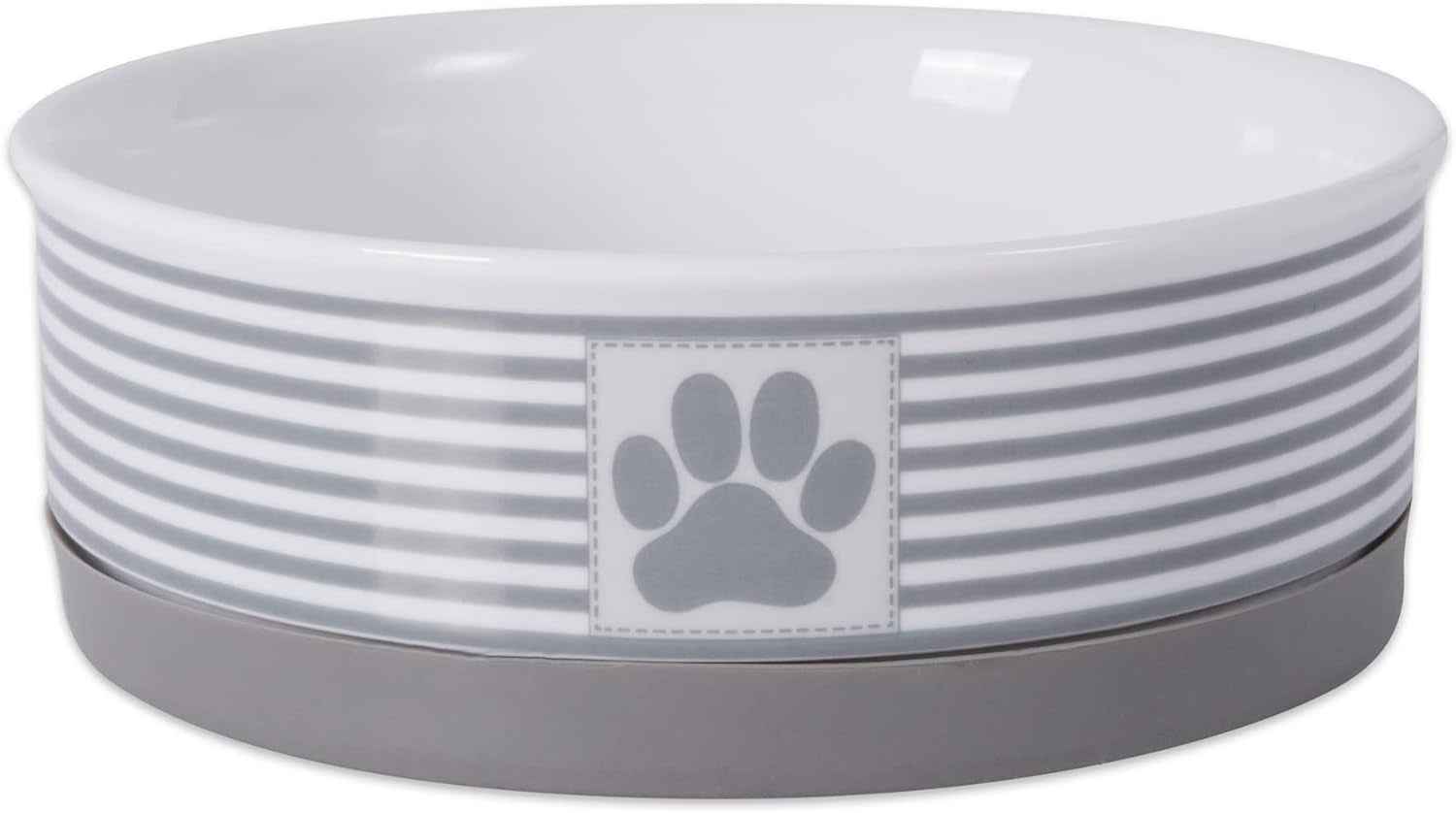 Paw & Patch Ceramic Pet Collection, Medium Set, 6X2", Gray, 2 Piece