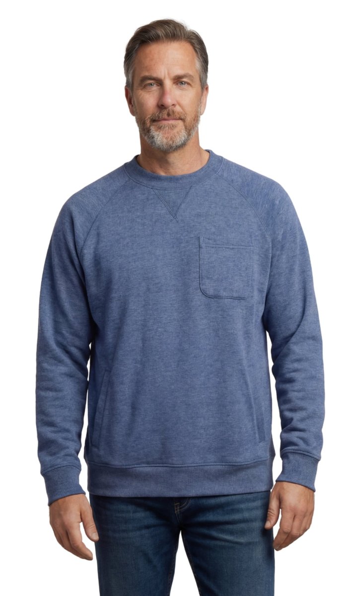 Mens 3 - Pocket Fleece Sweatshirt with Raglan Seams, Chest Pocket and Tagless Neck - Codex AI