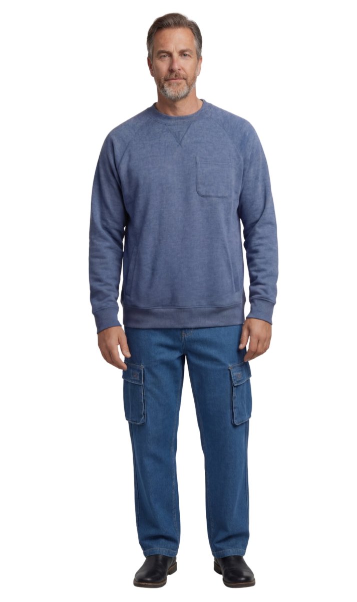 Mens 3 - Pocket Fleece Sweatshirt with Raglan Seams, Chest Pocket and Tagless Neck - Codex AI