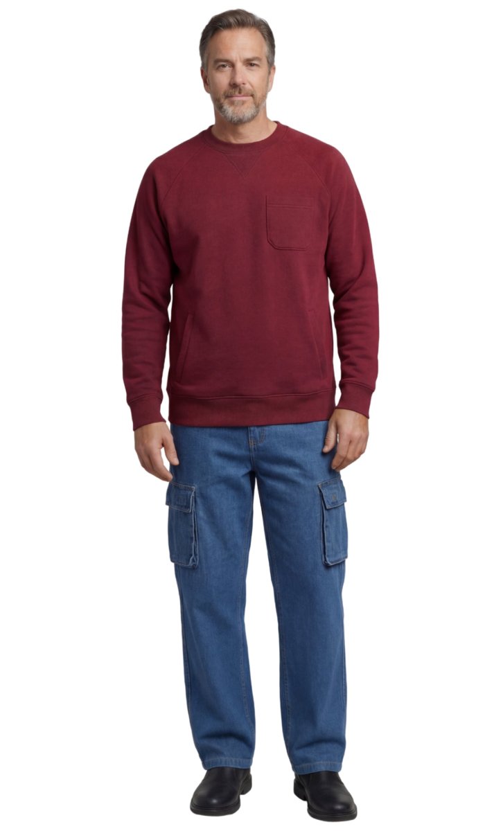 Mens 3 - Pocket Fleece Sweatshirt with Raglan Seams, Chest Pocket and Tagless Neck - Codex AI