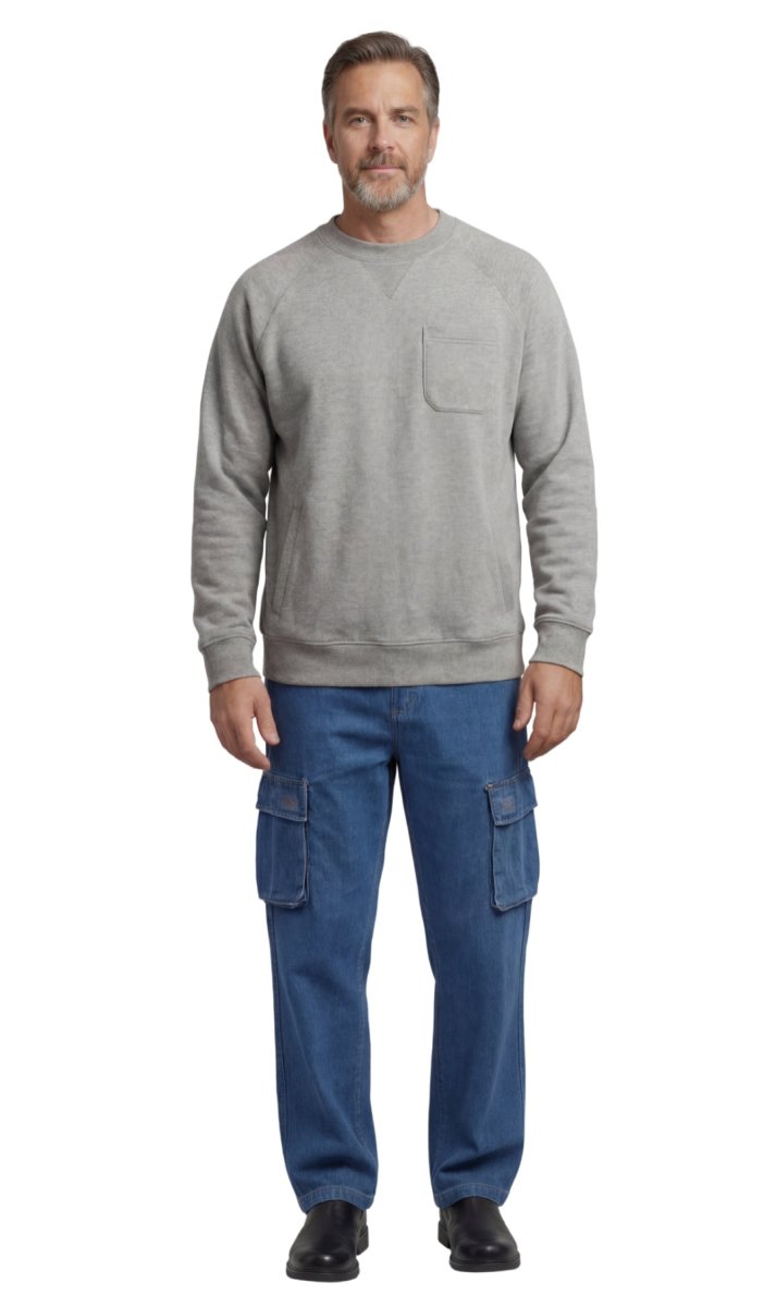 Mens 3 - Pocket Fleece Sweatshirt with Raglan Seams, Chest Pocket and Tagless Neck - Codex AI