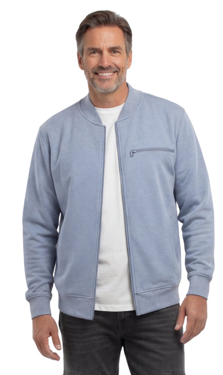 Men's Classic Zip - Up Baseball Fleece Jacket in Lightweight Cotton Blend Fabric with Sporty Edge - Codex AI