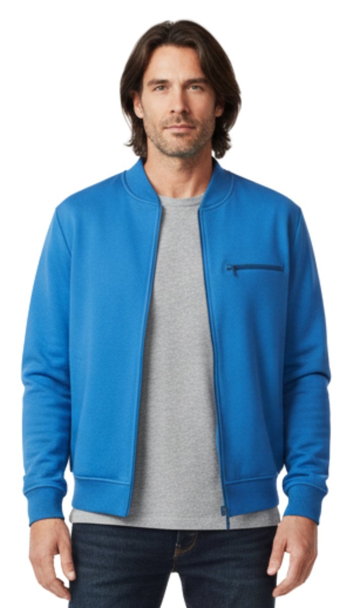 Men's Classic Zip - Up Baseball Fleece Jacket in Lightweight Cotton Blend Fabric with Sporty Edge - Codex AI
