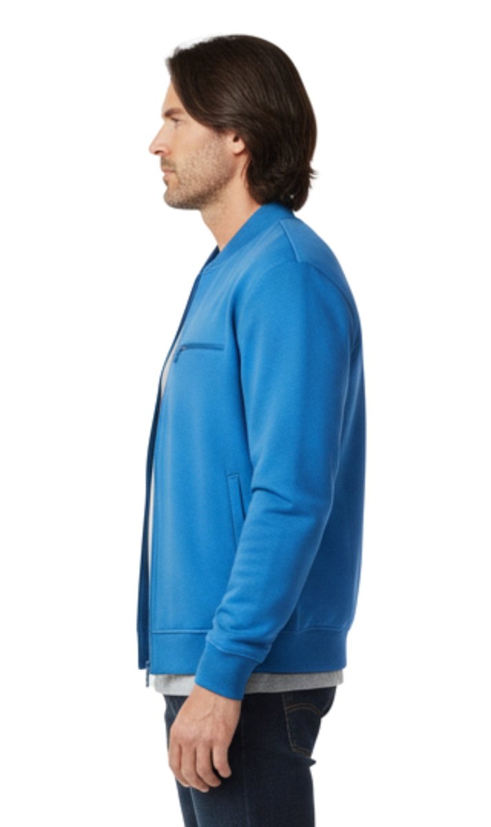 Men's Classic Zip - Up Baseball Fleece Jacket in Lightweight Cotton Blend Fabric with Sporty Edge - Codex AI