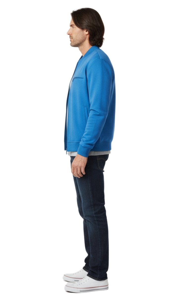 Men's Classic Zip - Up Baseball Fleece Jacket in Lightweight Cotton Blend Fabric with Sporty Edge - Codex AI