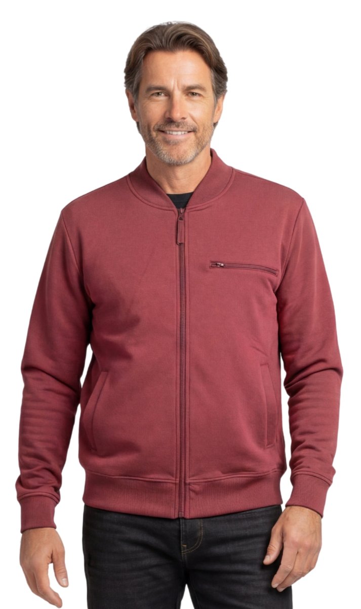 Men's Classic Zip - Up Baseball Fleece Jacket in Lightweight Cotton Blend Fabric with Sporty Edge - Codex AI