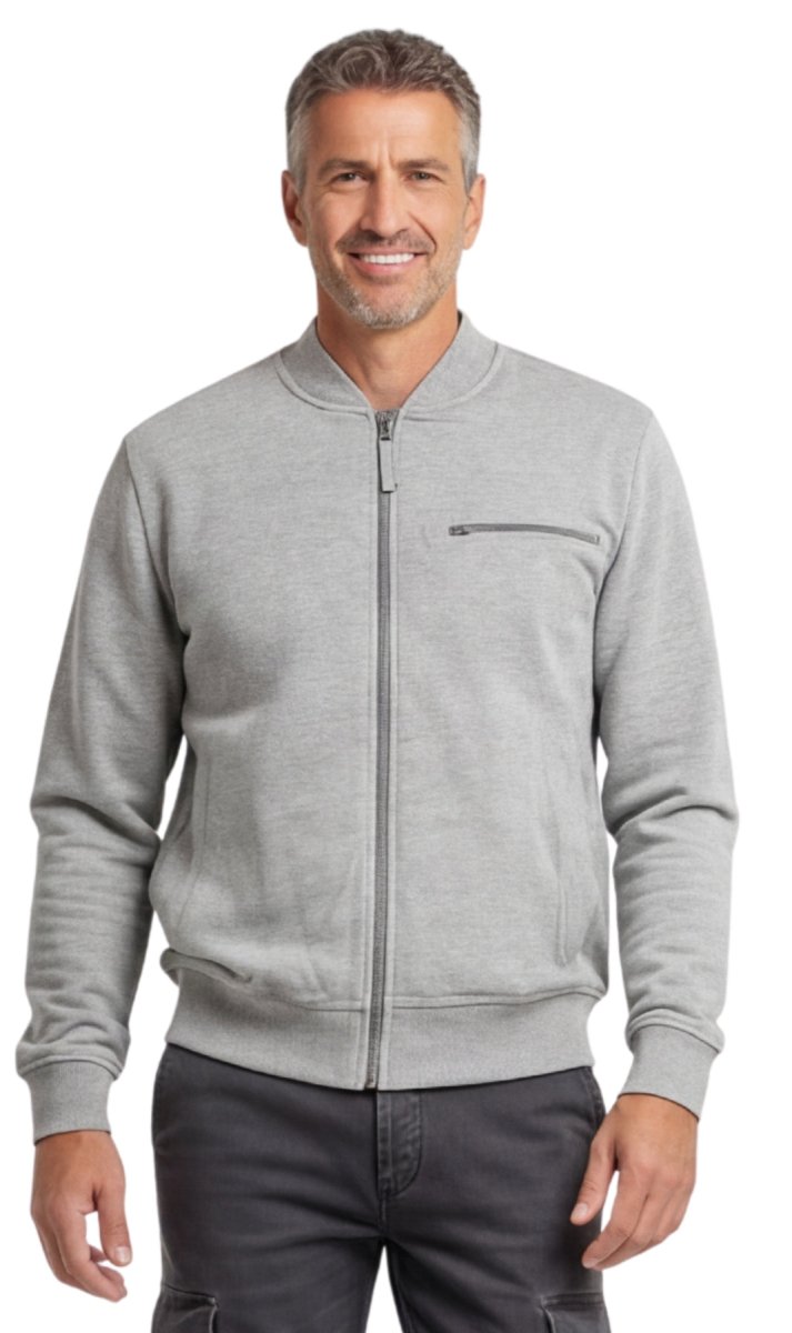 Men's Classic Zip - Up Baseball Fleece Jacket in Lightweight Cotton Blend Fabric with Sporty Edge - Codex AI