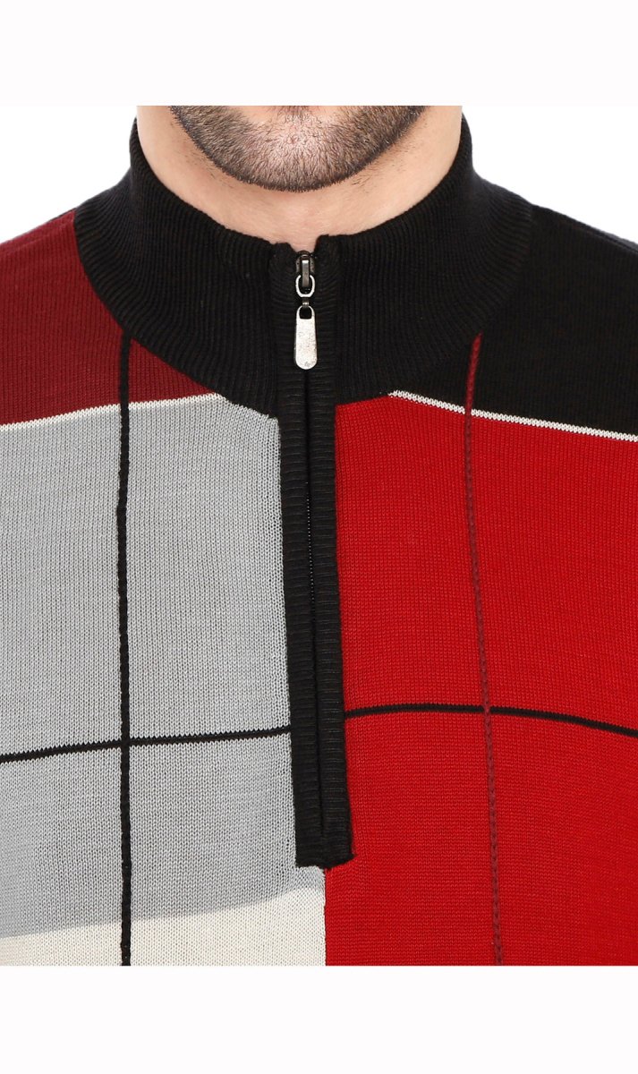 Men's Color Block Quarter Zip Long Sleeve Sweater - Codex AI