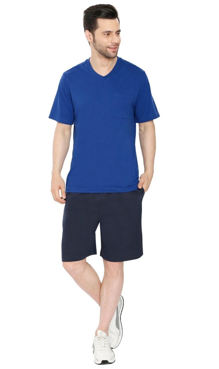Men’s Heavyweight Short Sleeve V - Neck T-Shirt – Relaxed Fit Cotton Blend with Pocket - Codex AI