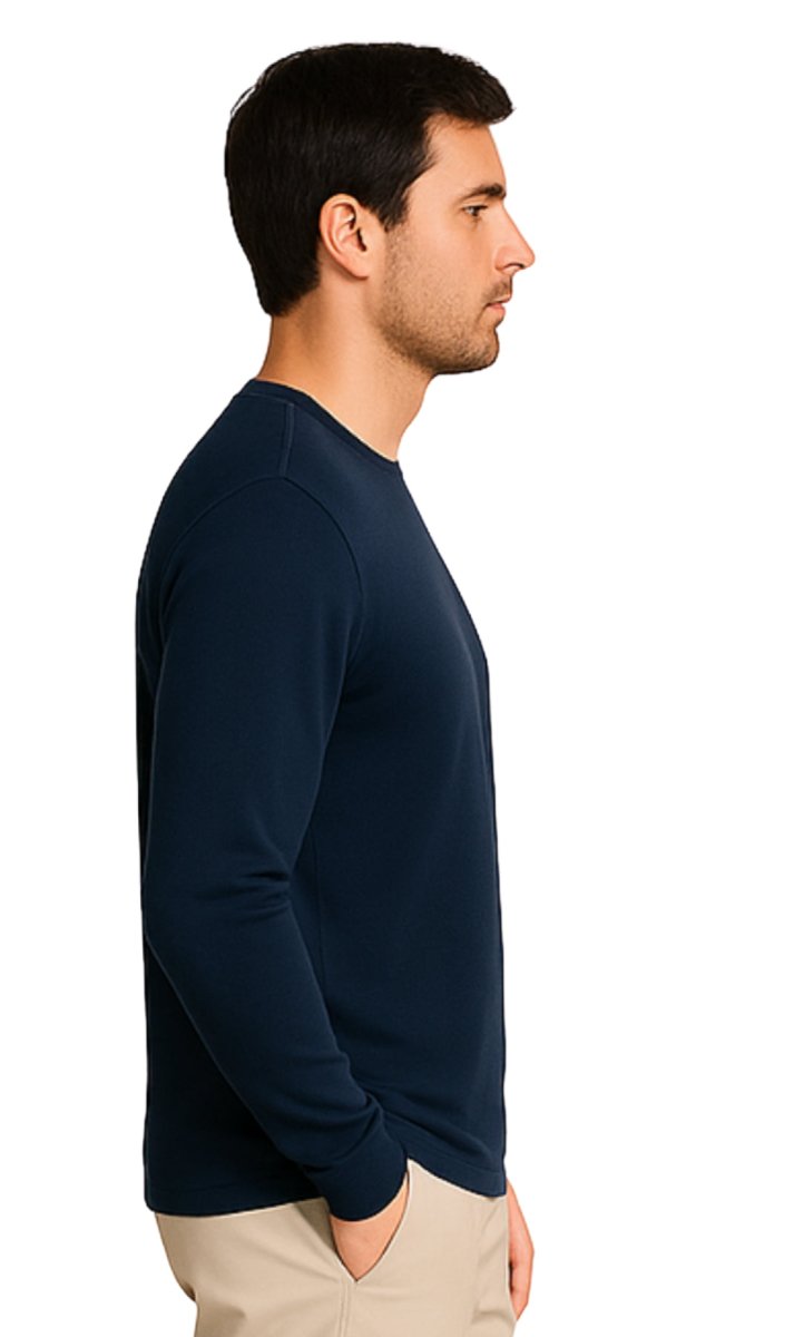 Men's Long Sleeve Henley shirt in cotton blend with 3 Button Placket & Chest Pocket - Codex AI