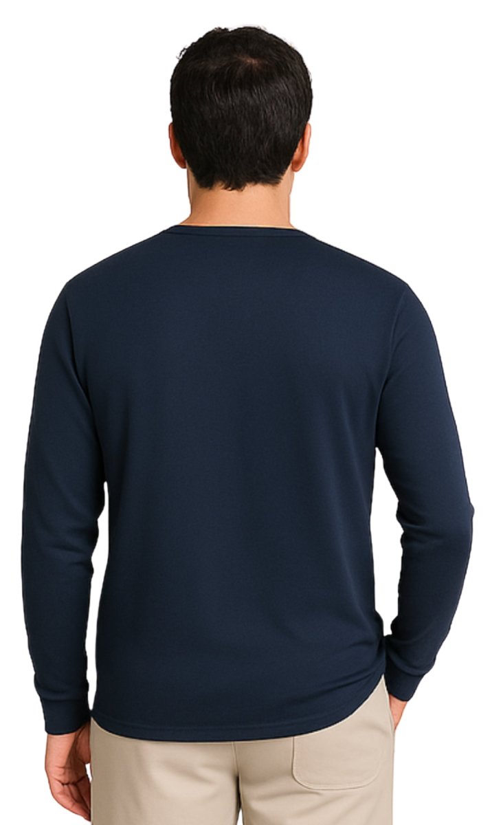 Men's Long Sleeve Henley shirt in cotton blend with 3 Button Placket & Chest Pocket - Codex AI
