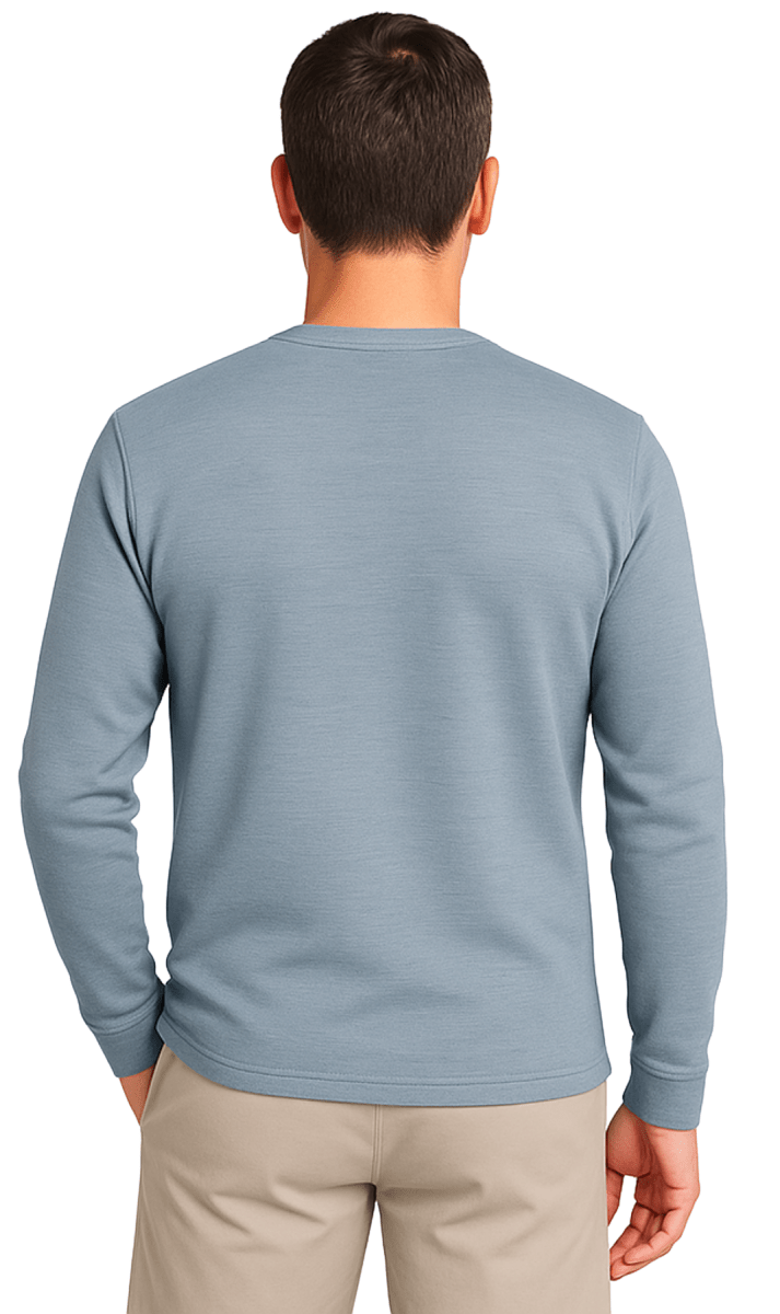 Men's Long Sleeve Henley shirt in cotton blend with 3 Button Placket & Chest Pocket - Codex AI