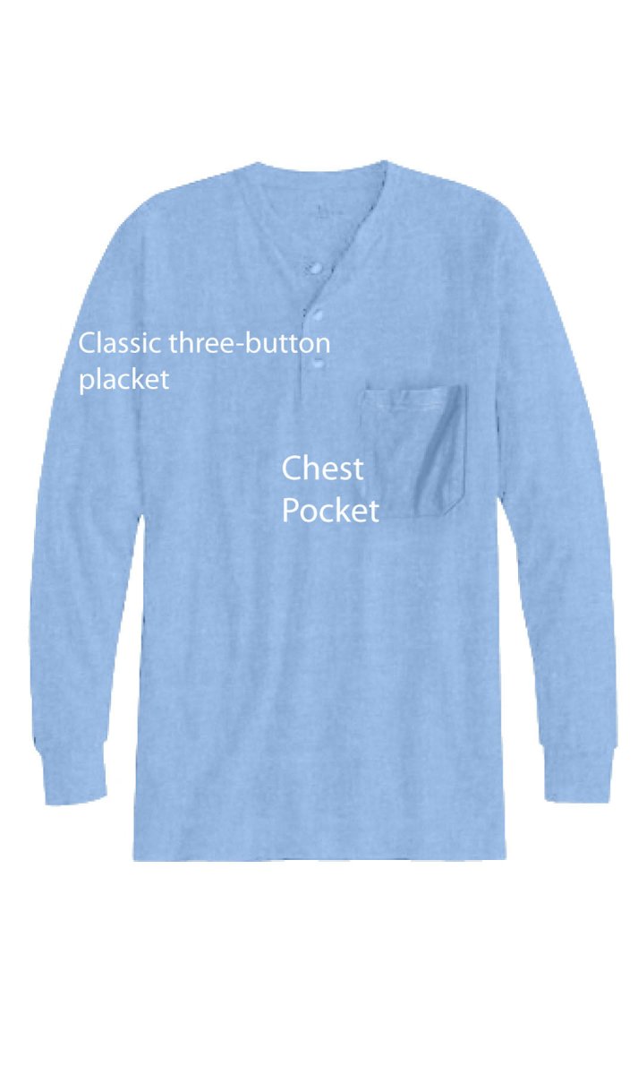 Men's Long Sleeve Henley shirt in cotton blend with 3 Button Placket & Chest Pocket - Codex AI
