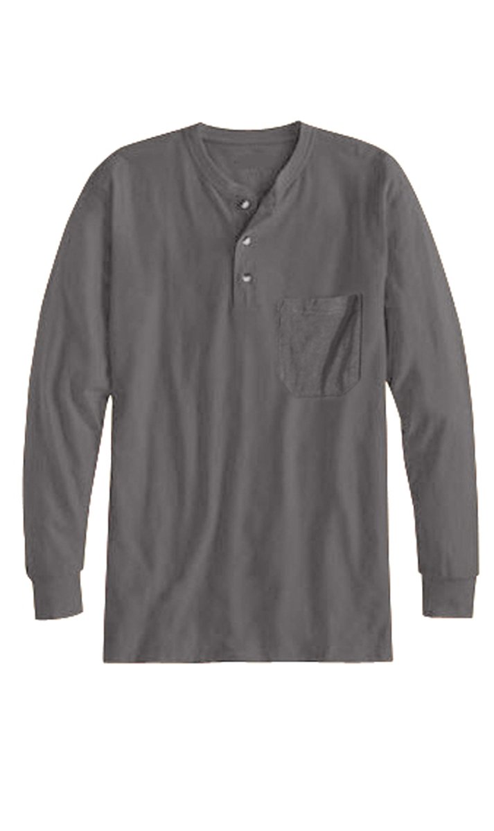 Men's Long Sleeve Henley shirt in cotton blend with 3 Button Placket & Chest Pocket - Codex AI