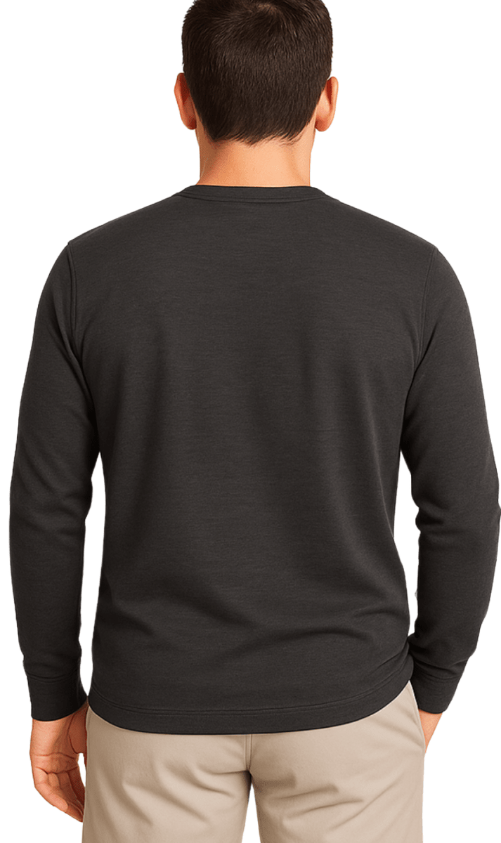 Men's Long Sleeve Henley shirt in cotton blend with 3 Button Placket & Chest Pocket - Codex AI