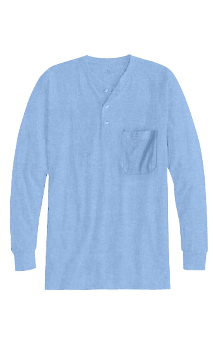Men's Long Sleeve Henley shirt in cotton blend with 3 Button Placket & Chest Pocket - Codex AI