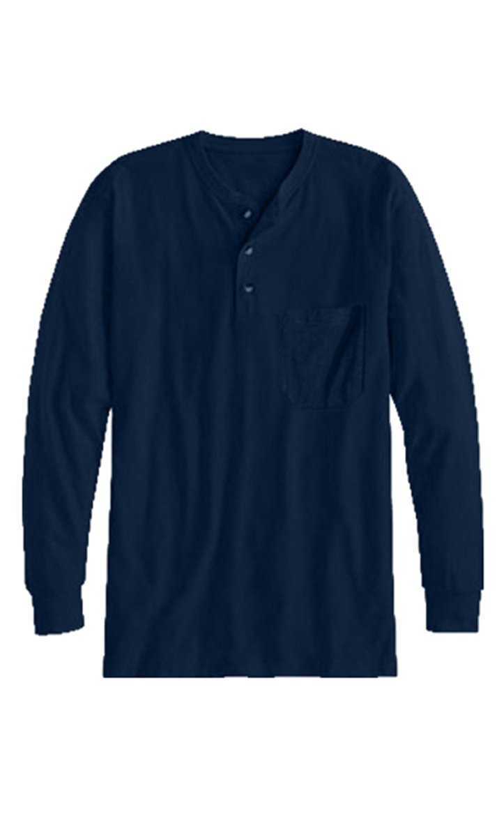 Men's Long Sleeve Henley shirt in cotton blend with 3 Button Placket & Chest Pocket - Codex AI