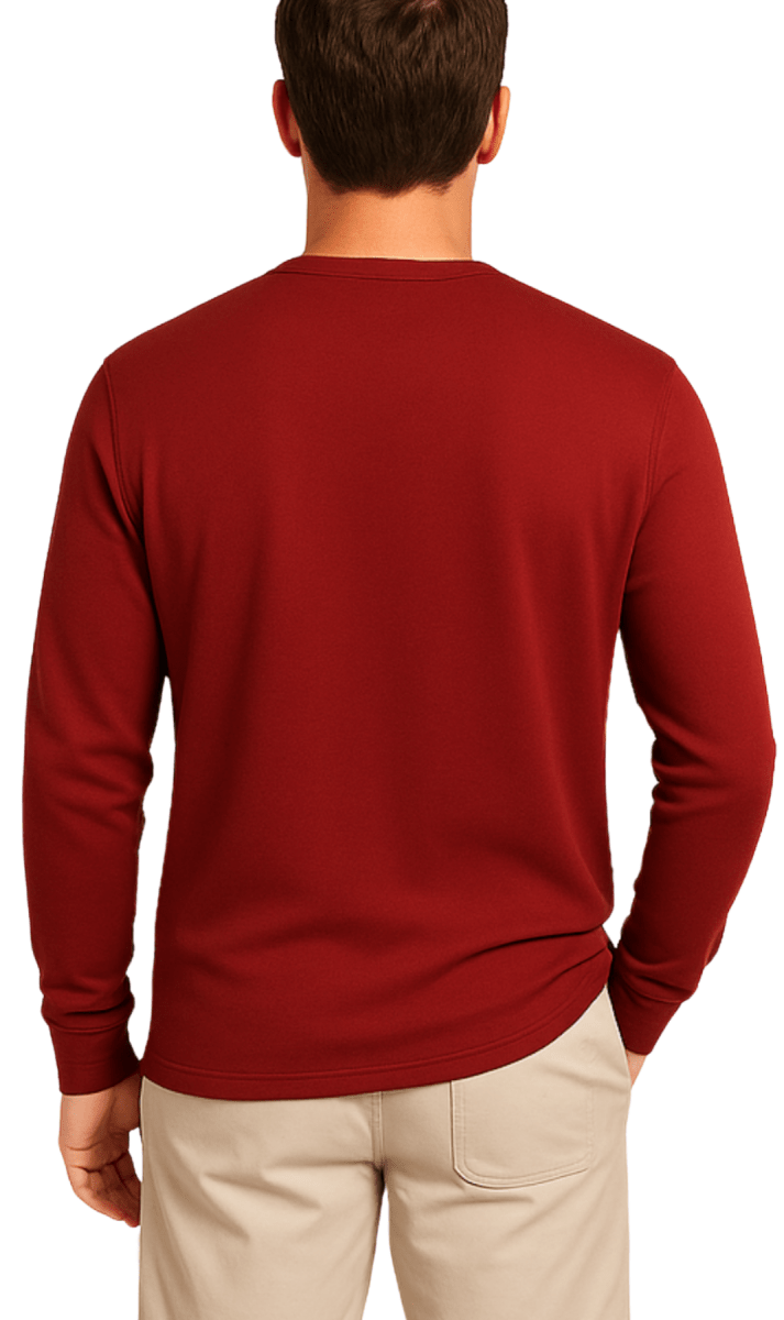 Men's Long Sleeve Henley shirt in cotton blend with 3 Button Placket & Chest Pocket - Codex AI