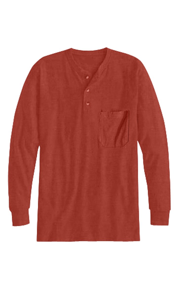 Men's Long Sleeve Henley shirt in cotton blend with 3 Button Placket & Chest Pocket - Codex AI