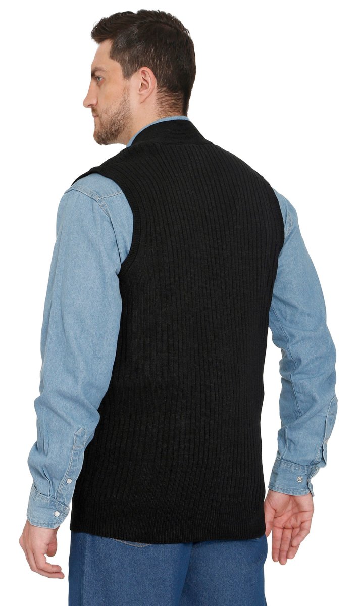 Men's Relaxed Fit Rib Knit Sweater Vest - Button Front with Pockets - Codex AI