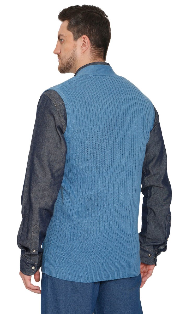 Men's Relaxed Fit Rib Knit Sweater Vest - Button Front with Pockets - Codex AI