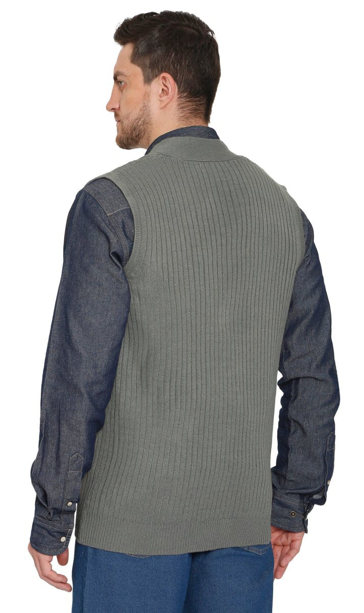Men's Relaxed Fit Rib Knit Sweater Vest - Button Front with Pockets - Codex AI