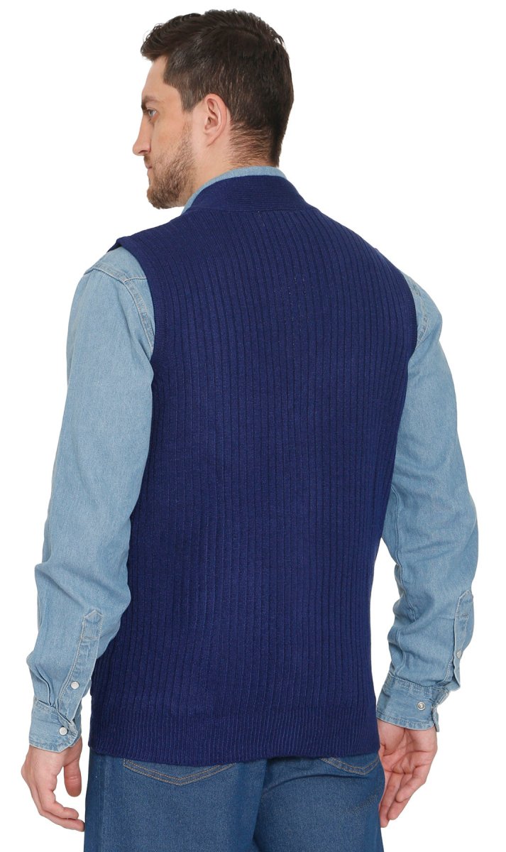 Men's Relaxed Fit Rib Knit Sweater Vest - Button Front with Pockets - Codex AI