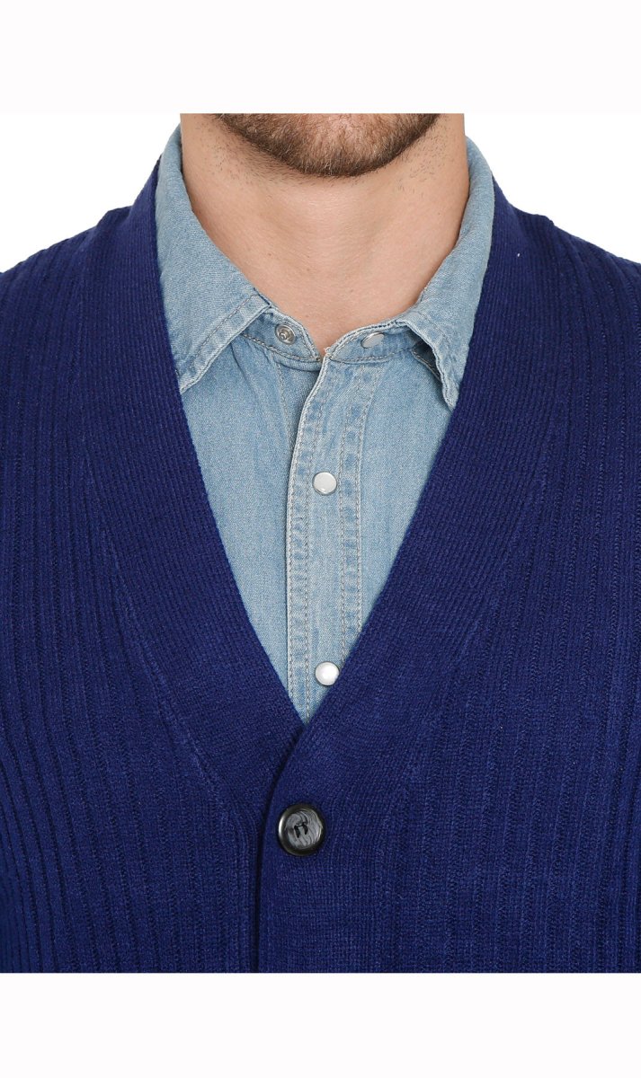 Men's Relaxed Fit Rib Knit Sweater Vest - Button Front with Pockets - Codex AI