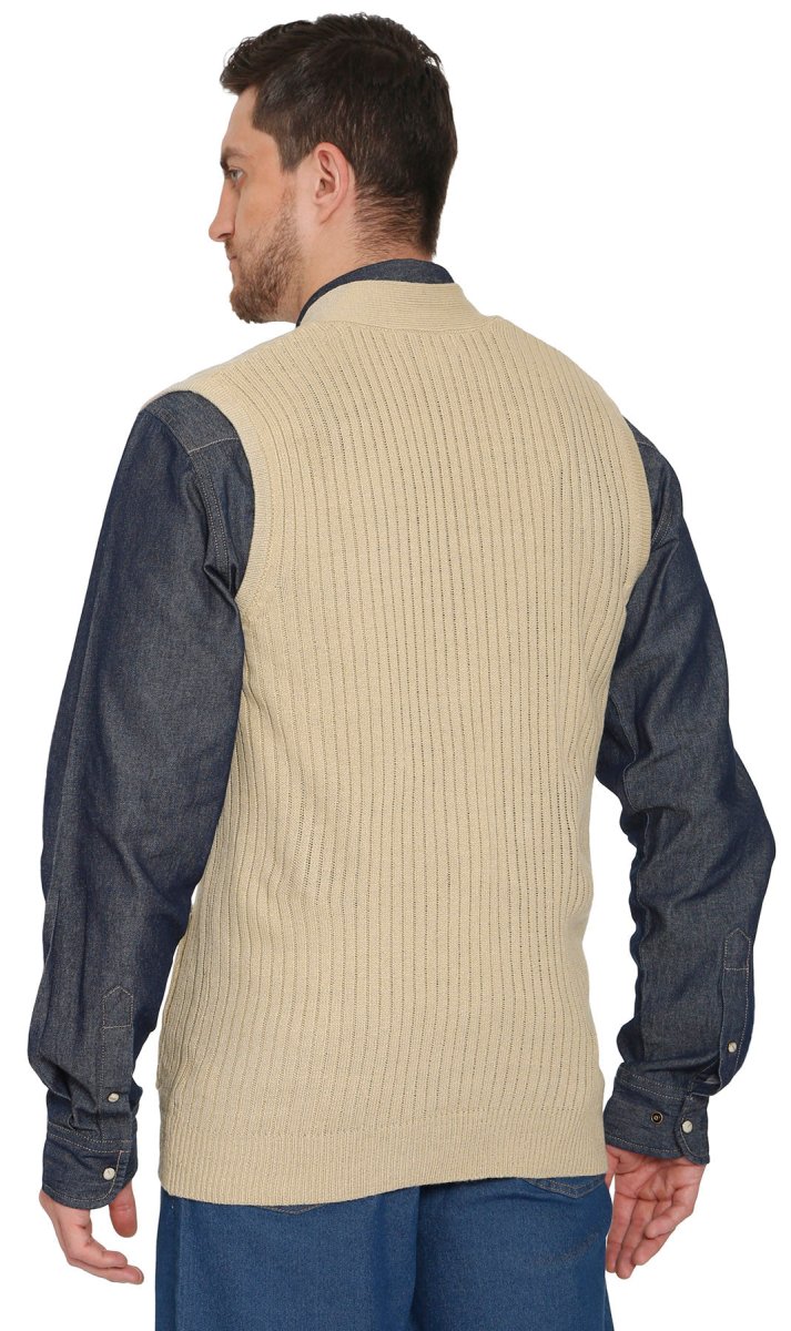 Men's Relaxed Fit Rib Knit Sweater Vest - Button Front with Pockets - Codex AI