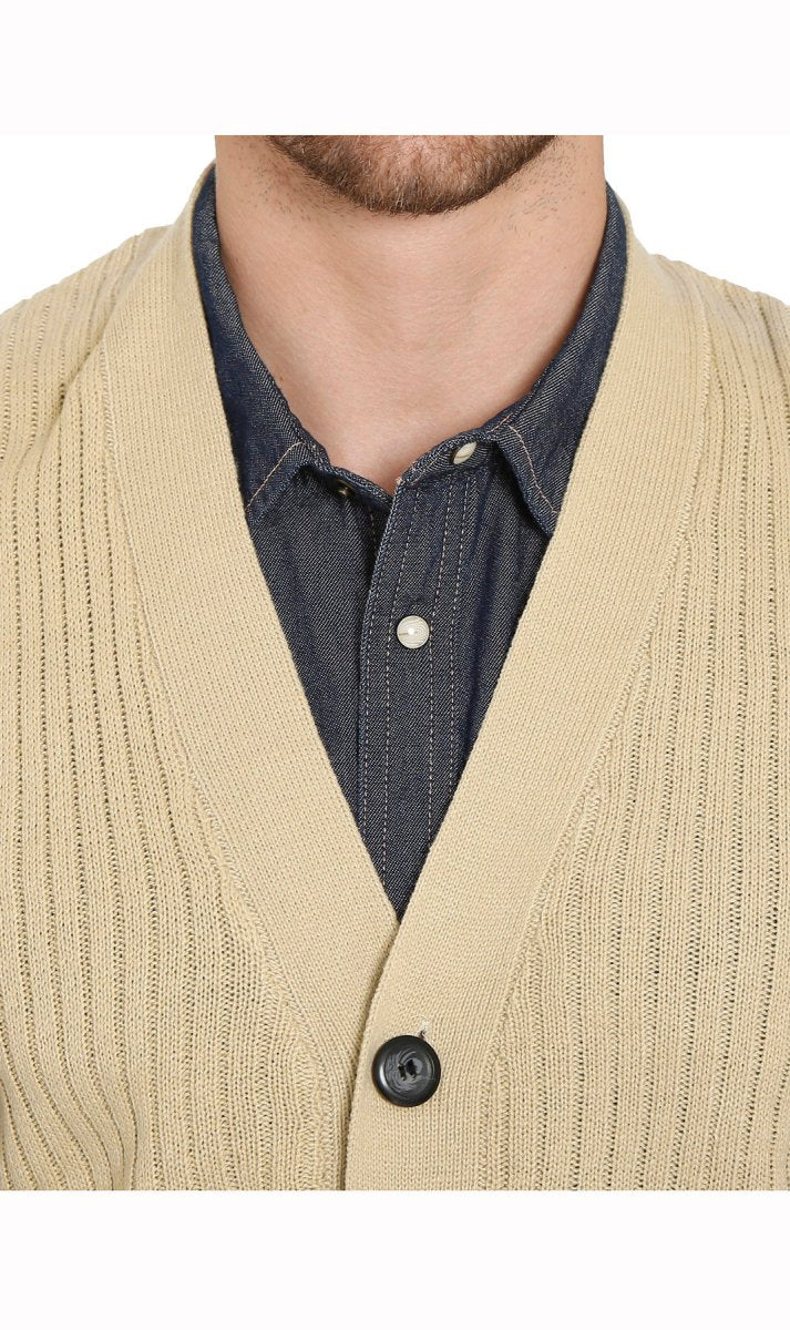 Men's Relaxed Fit Rib Knit Sweater Vest - Button Front with Pockets - Codex AI