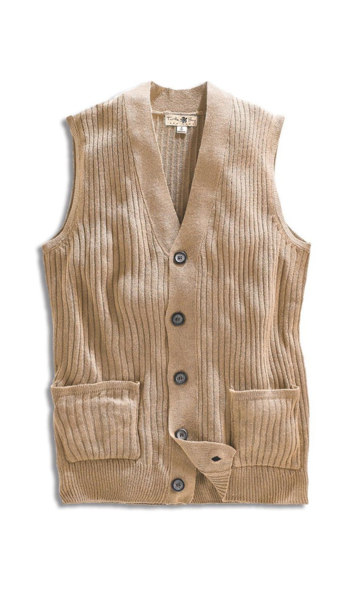 Men's Relaxed Fit Rib Knit Sweater Vest - Button Front with Pockets - Codex AI