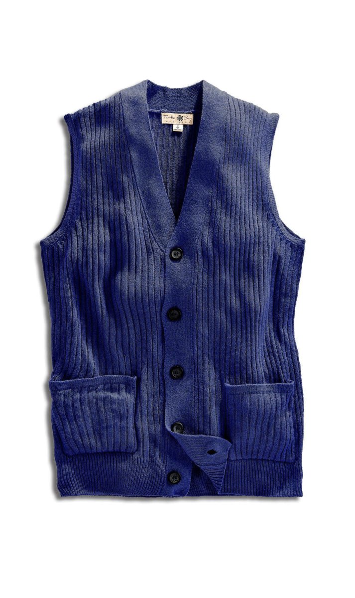 Men's Relaxed Fit Rib Knit Sweater Vest - Button Front with Pockets - Codex AI