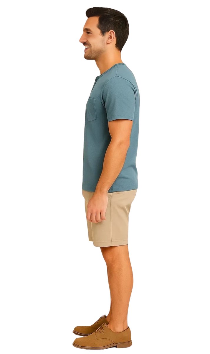 Men's Short Sleeve Henley Relaxed Fit Shirt with Pocket - Codex AI