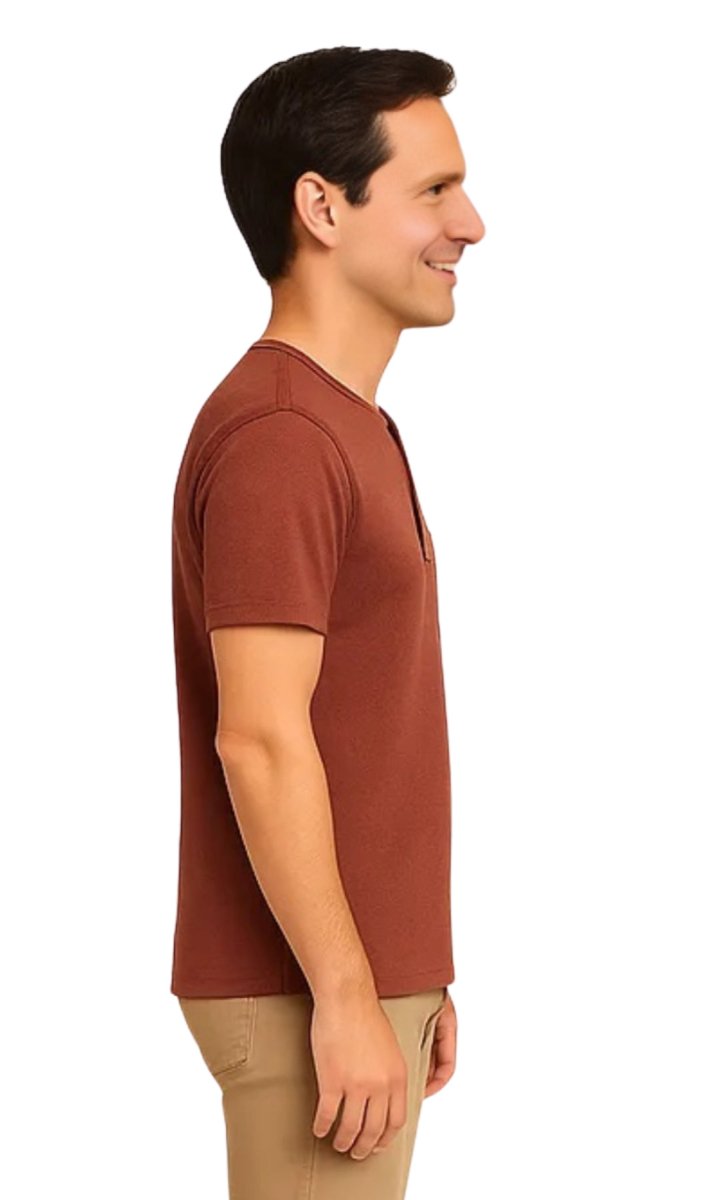 Men's Short Sleeve Henley Relaxed Fit Shirt with Pocket - Codex AI