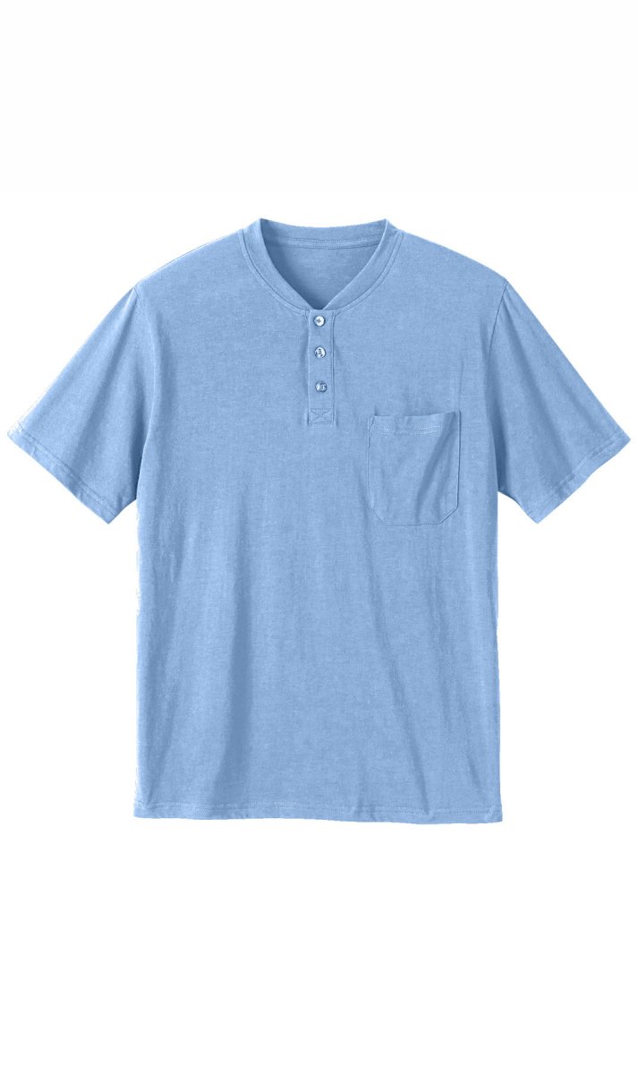 Men's Short Sleeve Henley Relaxed Fit Shirt with Pocket - Codex AI