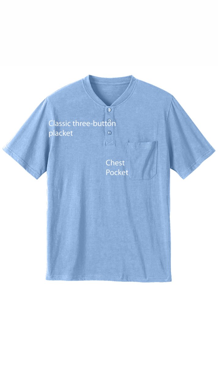 Men's Short Sleeve Henley Relaxed Fit Shirt with Pocket - Codex AI