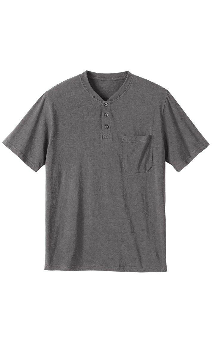Men's Short Sleeve Henley Relaxed Fit Shirt with Pocket - Codex AI