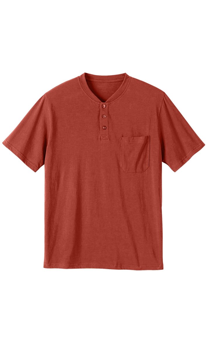 Men's Short Sleeve Henley Relaxed Fit Shirt with Pocket - Codex AI